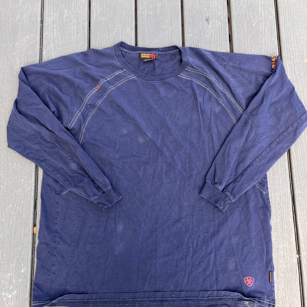 Ariat FR Shirt Blue Long Sleeve CAT 2 2112 Flame Resistant Work Mens Size XXL